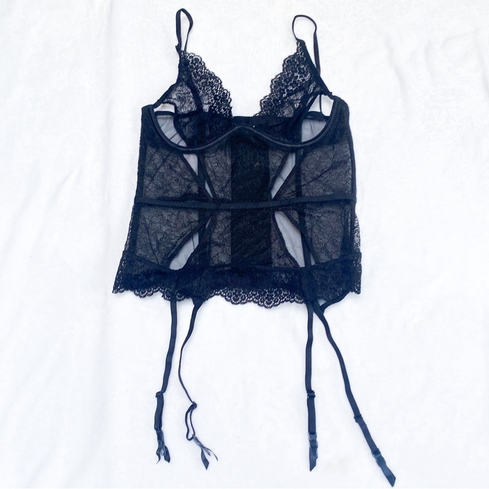 Victoria's Secret Black Lace Cutout Bustier Corset